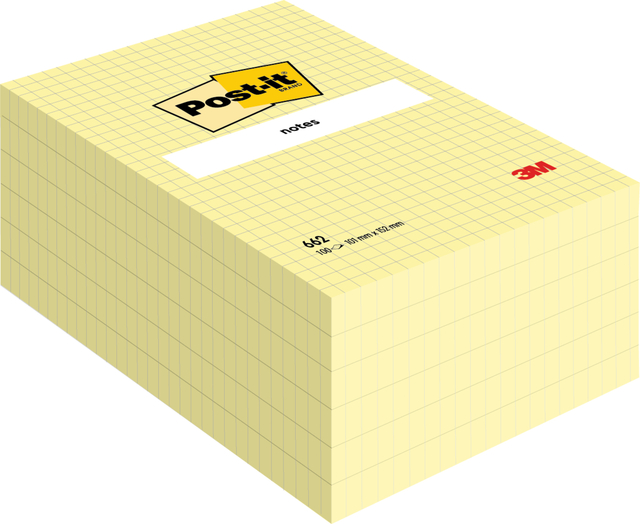 Bloc-mémos Post-it 662 102x152mm quadrillé jaune
