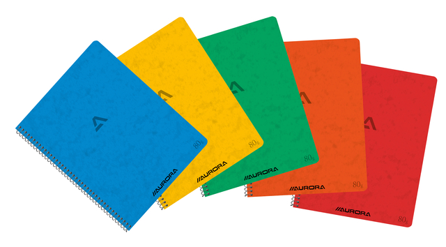 Cahier à spirale Aurora 210x165mm ligné 120 pages assorti