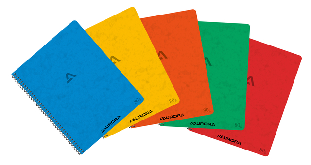 Cahier à spirale Aurora 210x165mm carreau 5x5mm 120 pages 80g assorti