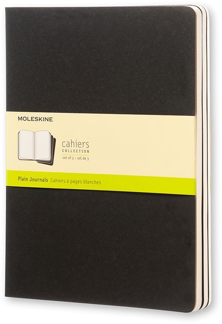 Schrift Moleskine 190x250mm blanco 240 pagina's 70gr zwart set à 3 stuks
