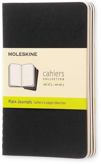 Cahier Moleskine 90x140mm uni 240 pages 70g noir 3 pièces