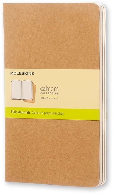 Cahier Moleskine 130x210mm uni 160 pages 70g kraft 3 pièces