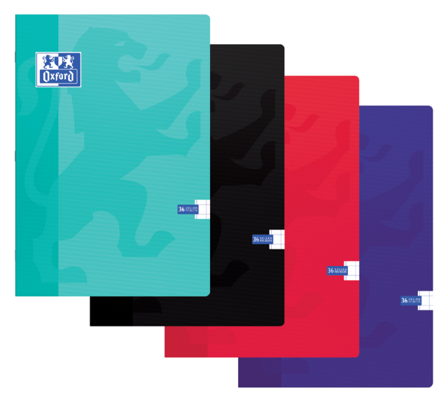 Cahier Oxford School A4 carreau 10x10mm 72 pages 80g assorti