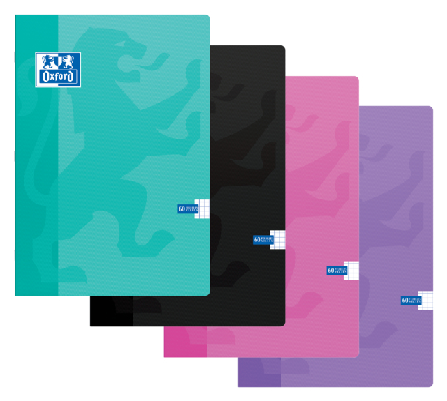 Cahier Oxford School A4 carreau 5x5mm 120 pages 80g assorti