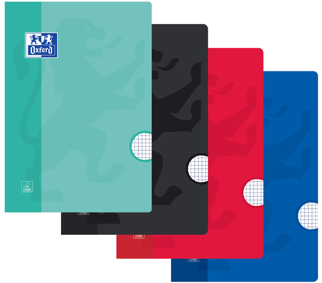 Schrift Oxford School A4 ruit 5x5mm 120 pagina's 80gr assorti