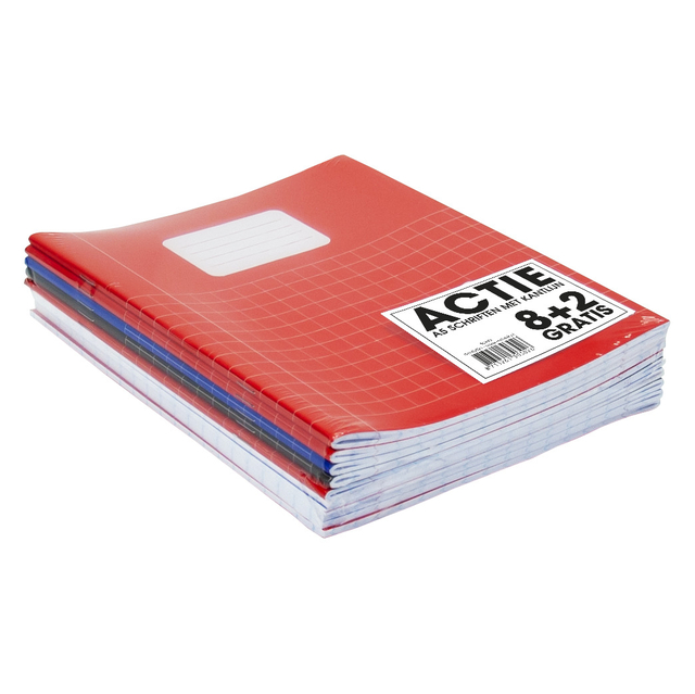 Schrift SOHO Basic A5 ruit 10x10mm 80 pagina's 60gr assorti 8+2 gratis