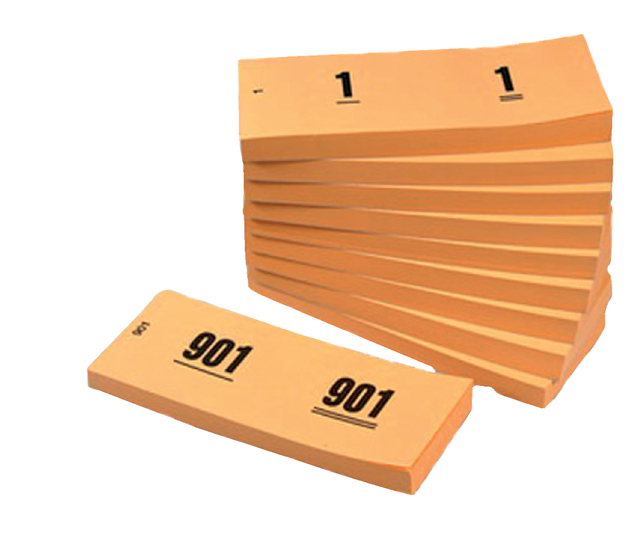 Bloc numéros de 1 à 1000 42x105mm orange 10 pièces
