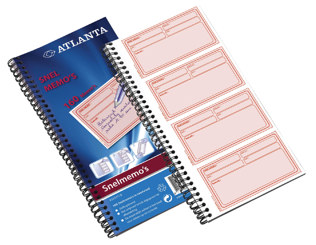 Carnet mémos rapides Djois Atlanta 74x125mm 160x 2 feuilles blanc