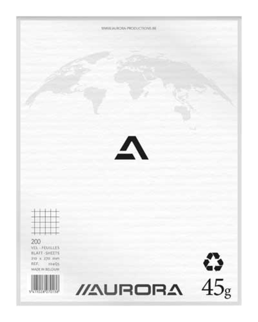 Bloc brouillon Aurora 210x270mm carreau 5x5mm 200 feuilles 45g