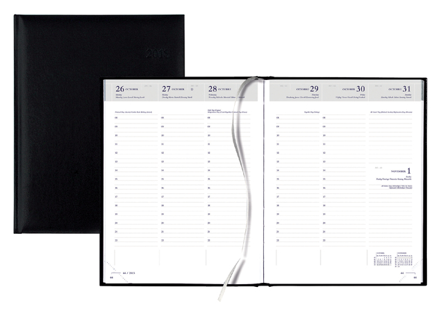 Agenda 2027 Quantore A5 7 jours/2 pages 4 langues noir