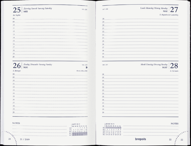 Agenda 2025 Brepols Saturnus Lima 2 jours/1 page noir