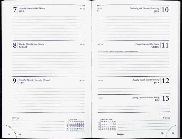 Agenda 2026 Brepols Saturnus Lima 7 jours/2 pages noir