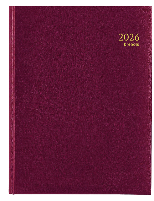 Agenda 2026 Brepols Timing Lima 7 jours/2 pages bordeaux