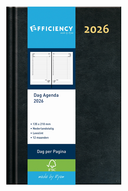Agenda 2026 Ryam Efficiency Baladek 1dag/1pagina zwart