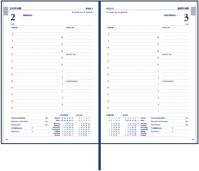 Agenda 2026 Ryam Twenty-four Mundior 1 jour/1 page bleu