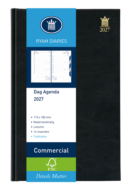 Agenda 2027 Ryam Commercial Mundior 1 jour/1 page noir