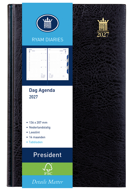 Agenda 2026 Ryam President Mundior 1dag/1pagina zwart