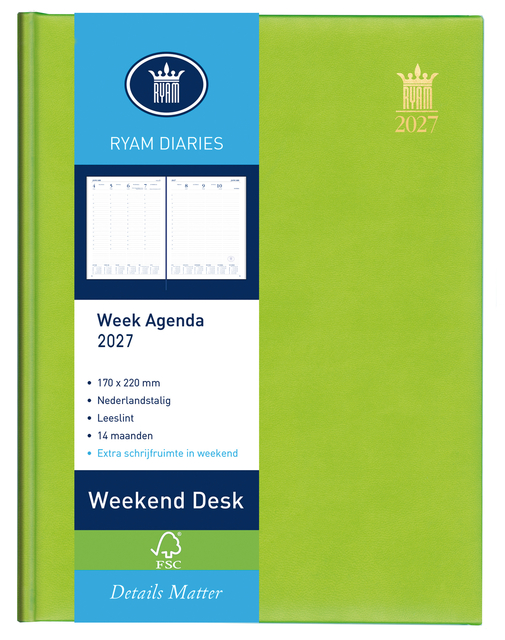Agenda 2027 Ryam Weekend Desk Lazio 7 jours/2 pages assorti