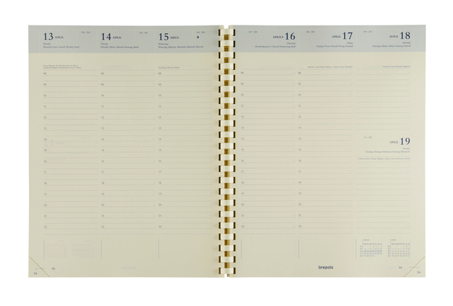 Recharge agenda 2025 Brepols Concorde spirale 7 jours/2 pages crème
