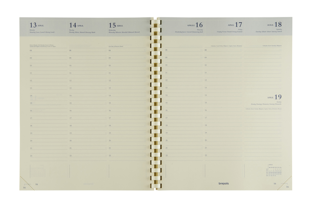 Recharge agenda 2027 Brepols Concorde spirale 7 jours/2 pages crème