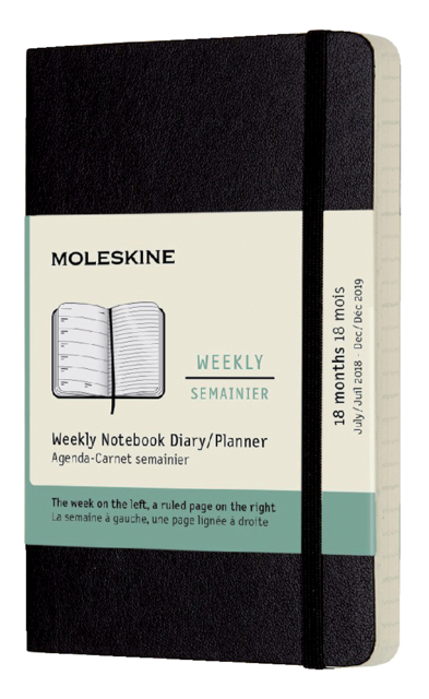 Agenda notitieboek 2022-2023 Moleskine 18mnd Pocket soft cover zwart