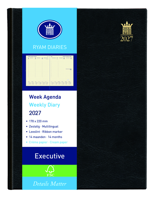 Agenda 2027 Ryam Executive Mundior 7dagen/2pagina's zwart