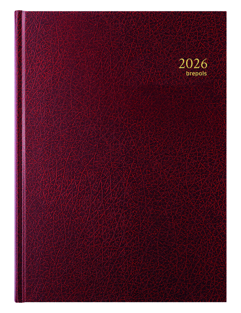 Agenda 2026 Brepols Bremax Santex A4 1 jour/1 page 4 colonnes bordeaux