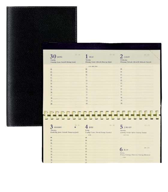 Agenda 2026 Brepols Omniplan Calpe spirale 7 jours/2 pages noir