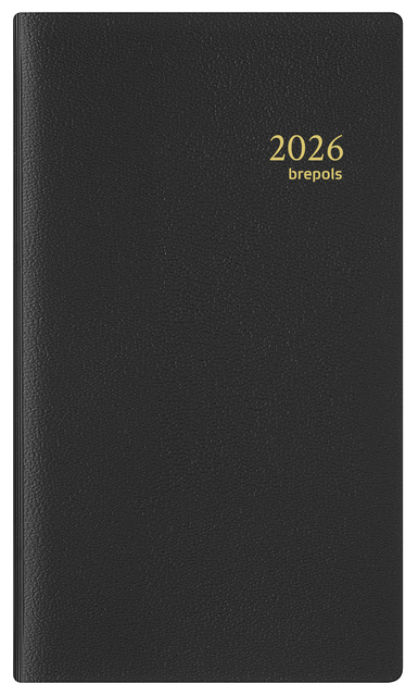 Agenda 2026 Brepols Interplan Genova spirale 7 jours/ 2 pages noir