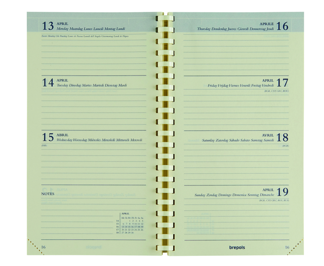 Recharge agenda 2027 Brepols Interplan spirale 7 j/2 p 6 langues