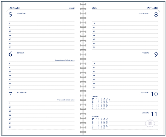 Recharge agenda 2026 Ryam Memoplan 7 portrait 7 jours/2 pages blanc