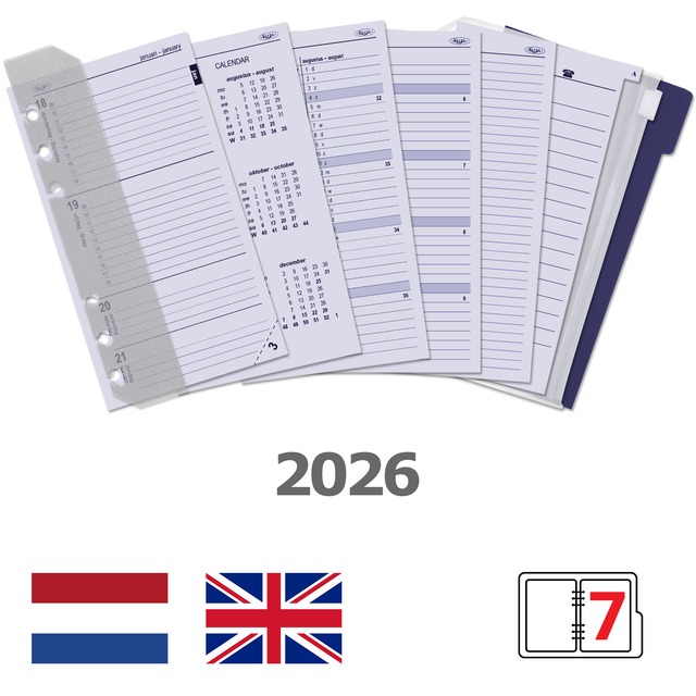 Recharge agenda 2026 Kalpa Personal boîte année 7jours/2pages