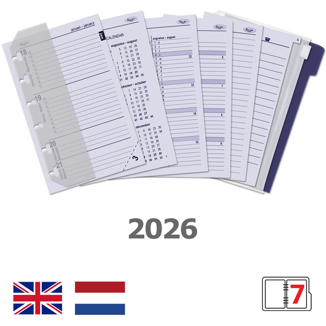 Recharge agenda 2026 Kalpa Pocket boîte année 7jours/2pages