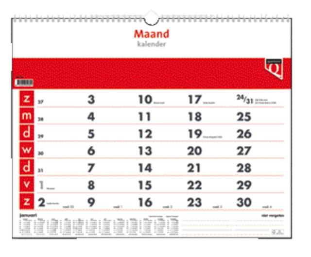 Calendrier mensuel 2026 Quantore