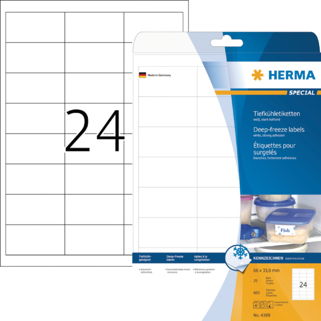 Etiquette HERMA pour congélateur 4389 66x33,8mm 600 pièces