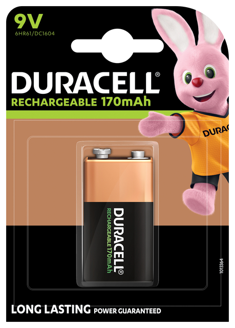Pile rechargeable Duracell 1x 9V 170mAh Plus