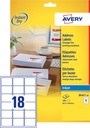 Etiket Avery J8161-10 63.5x46.6mm wit 180 etiketten