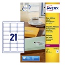 Etiquette Avery L7560-25 63,5x38,1mm transparent 525 pièces