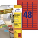 Etiquette Avery L6038-20 45,7x21,2mm rouge 960 pièces