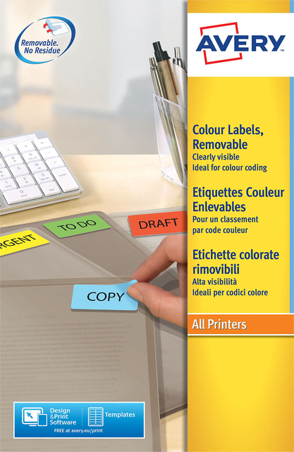 Etiquette Avery L6041-20 45,7x21,2mm jaune 960 pièces