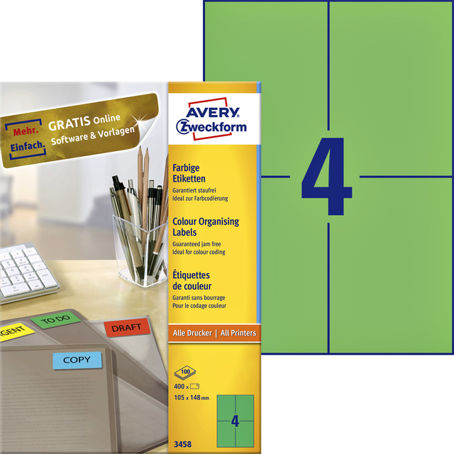 Etiquette Avery 3458 105x148mm A6 vert 400 pièces