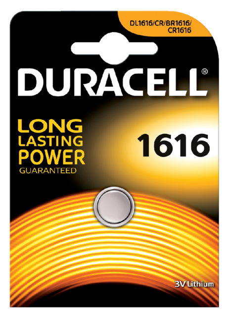Batterij Duracell knoopcel 1xCR1616 lithium Ø16mm 3V-50mAh