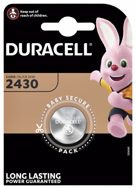 Pile bouton Duracell CR2430 lithium Ø24mm 3V-280mAh