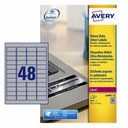 Etiquette Avery L6009-20 45,7x21,2mm argent 960 pièces
