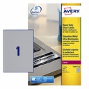 Etiquette Avery L6013-20 210x297mm argent 20 pièces