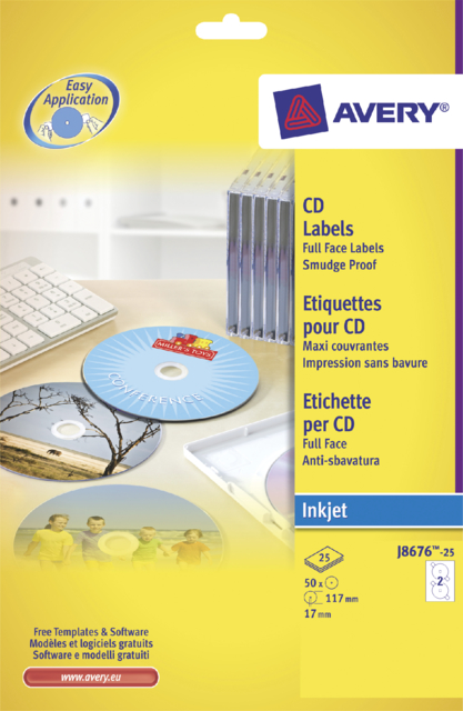Etiket Avery J8676-25 CD mat wit 50stuks