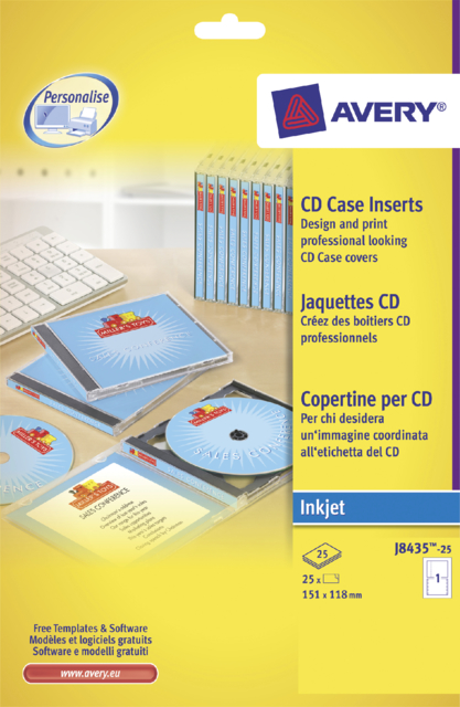 Cd inlegkaart Avery J8435-25 151x117mm 25 vel