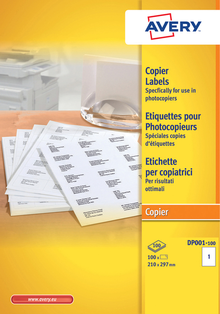 Etiquette Avery DP001 210x297mm blanc 100 pièces