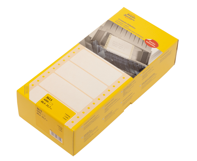 Etiket Avery 3615 88.9x35.7mm 1-baans wit 4000 stuks