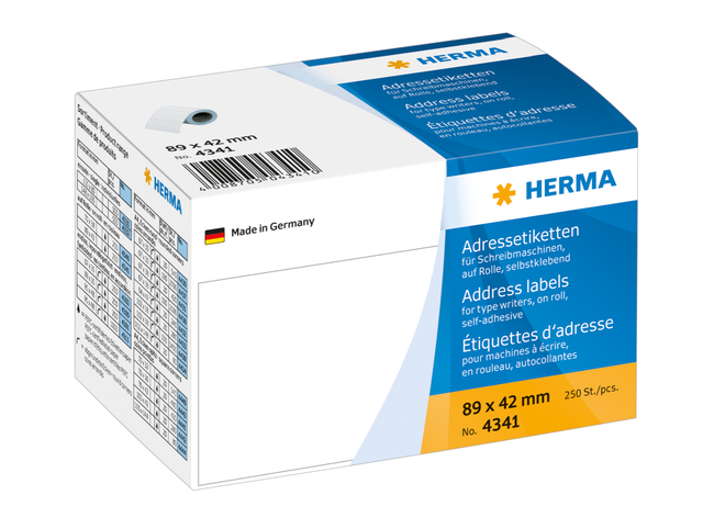 Etiket HERMA adres 4341 89x42mm op rol wit 250 stuks